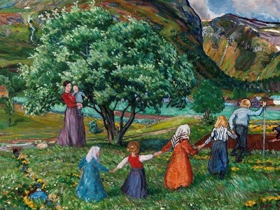 painting of children playing